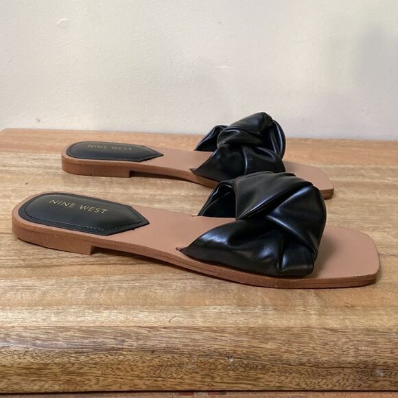 NINE WEST Rosey Flat Slide Sandals Black Size 8.5 - Picture 4 of 8
